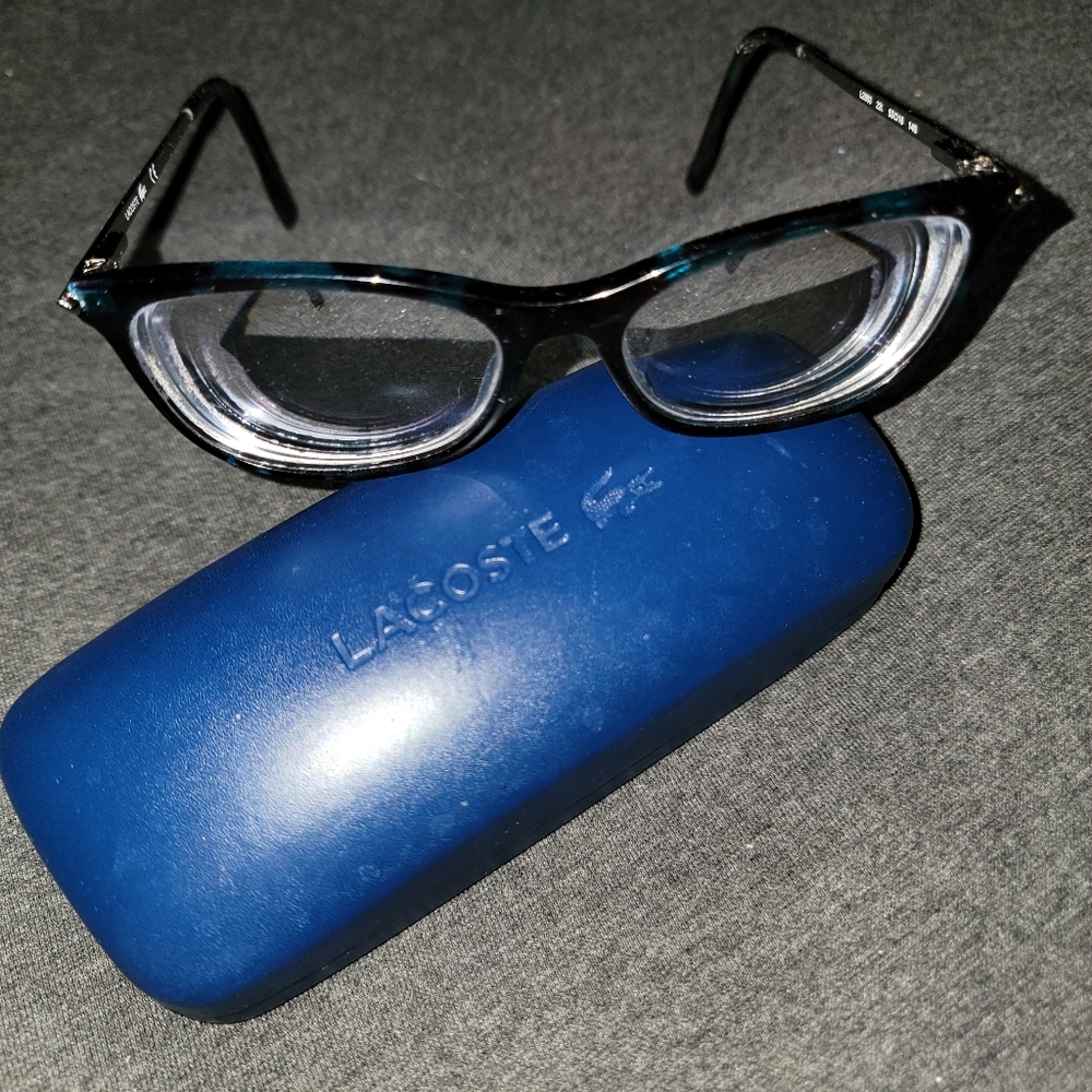 Lacoste Prescription Eyeglasses & Case - Black/Brown/Teal Tortoise Shelle